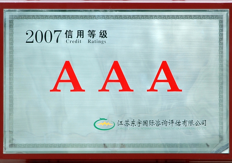 2007年?yáng)|宇信用等級(jí)AAA